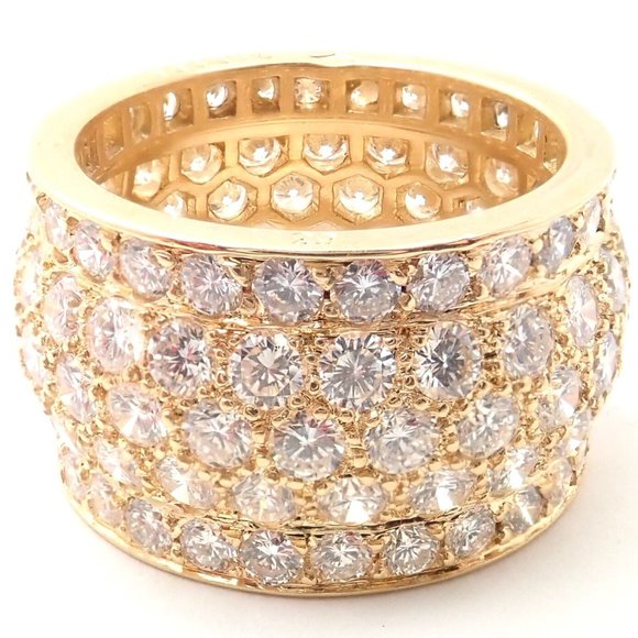 Authentic! Cartier Nigeria 18k Yellow Gold Diamond Wide Band Ring Size 53 - Picture 6 of 10